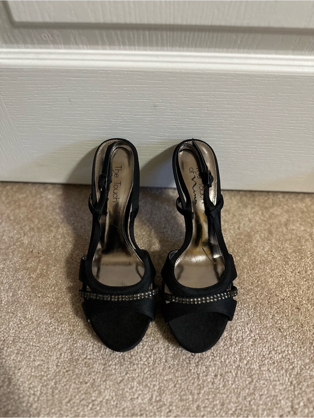 Black Embellished Slingback Heels
